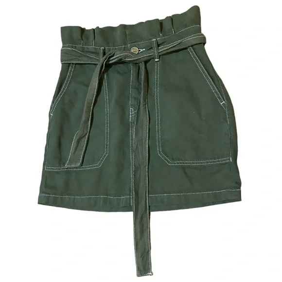Free People Splendor in the Grass olive khaki paper bag waist cargo skirt - Picture 6 of 12
